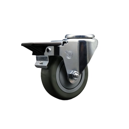 Service Caster 3.5'' Gray Poly Wheel Swivel Bolt Hole Caster with Posi Lock Brake SCC-BH20S3514-PPUB-PLB